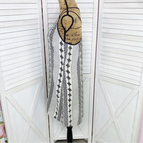 Earthbound Trading Co. Printed Mini Dress Black Tan Medium - Picture 2 of 13